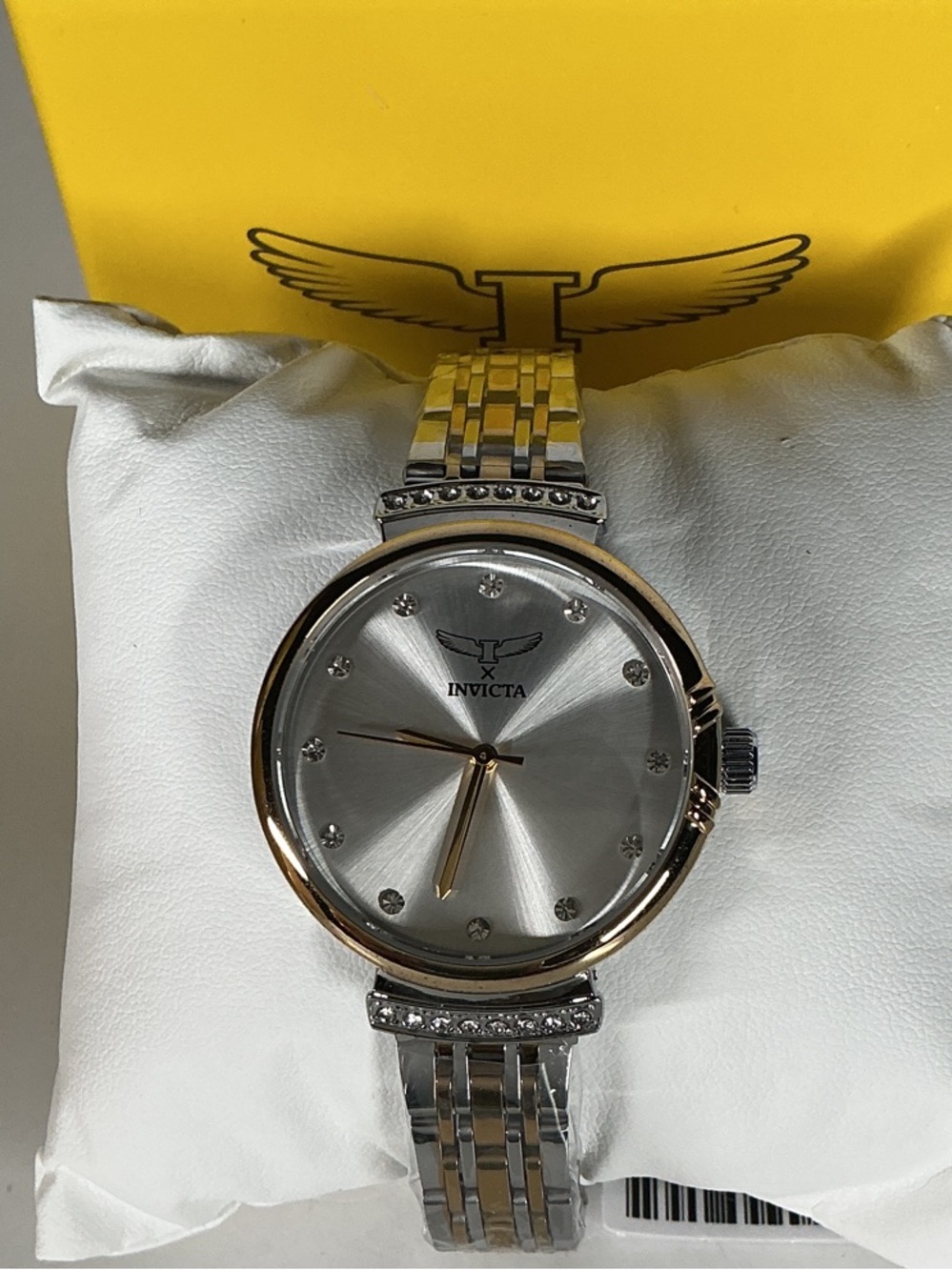 Invicta Two-Tone Silver and Gold Crystal Accent Bracelet Watch 69954